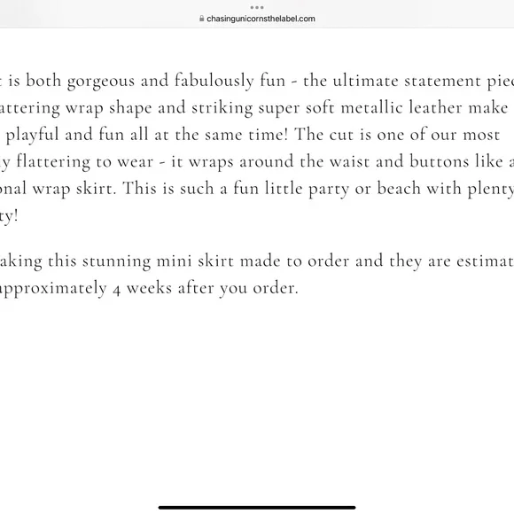 Chasing Unicorns La Isla Bonita Leather Wrap Skirt, Silver Small - Picture 8 of 8